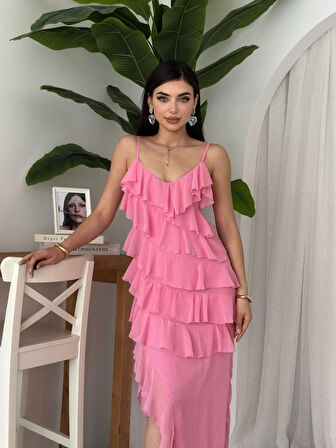 fh fashionhere Ples Yırtmaç Detaylı Elbise