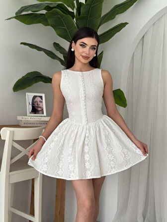 fh fashionhere Yema Düğme Detaylı Elbise