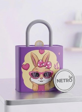 KİLİT Şeklinde Dev Boy Kumbara 26x17 Cm Hediyelik Metal Kumbara KAPAKLI kolay açılabilir model mor tavşan