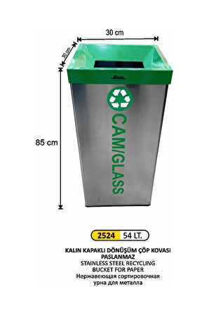 Paslanmaz Kalın Kapak Geri Dönüşüm Kovası