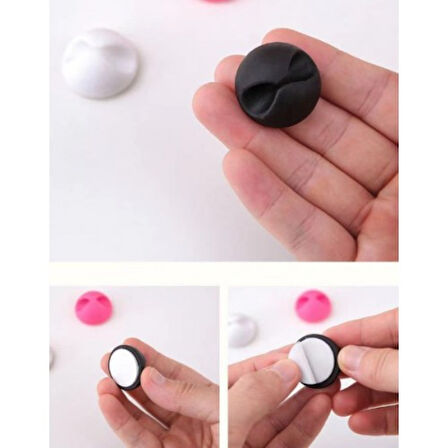 Siyah Beyaz Kablo Sabitleme Klipsi 10'Lu