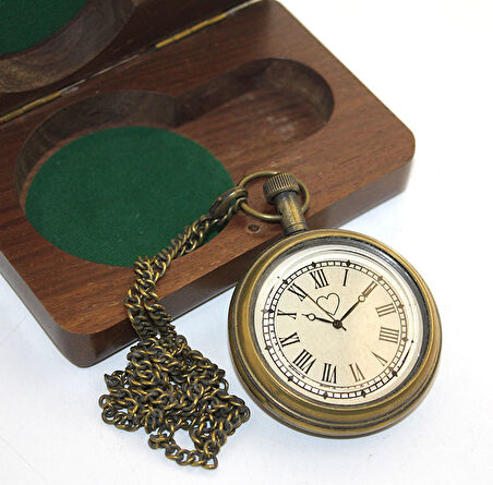 Ahşap Kutulu Pirinç Köstekli Saat Model 5