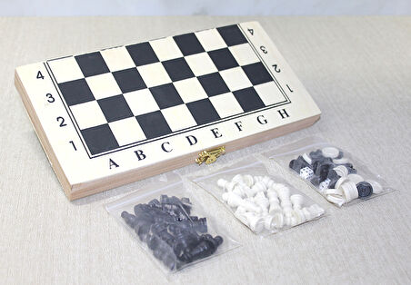 Ahşap Kutulu Satranç Tavla Seti Model 4