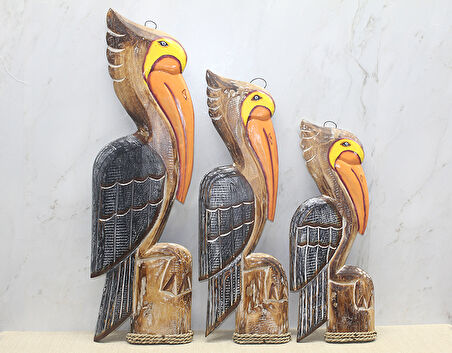 Ahşap 3'Lü Pelikan Seti