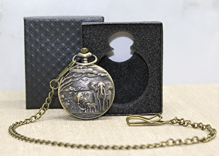 Özel Kutulu Antik Filli Köstekli Saat