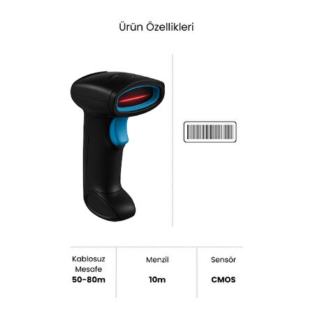 Kablosuz Standlı 1D/2D Barkod &Amp; Karekod Okuyucu