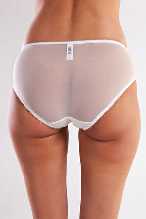 Golshan Gaspara Mini Slip, Kadın Güpürlü Tüllü Ekru Normal Kesim Külot