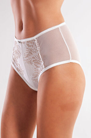 Golshan Gaspara Control Slip, Kadın Güpürlü Tül Ekru Renkyüksek Bel Külot