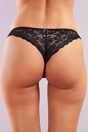 Golshan Gitana Mini String, Kadın Dantelli Siyah Külot