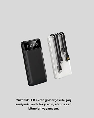 20.000 Mah 4 Çıkışlı Led Göstergeli Hızlı Şarj