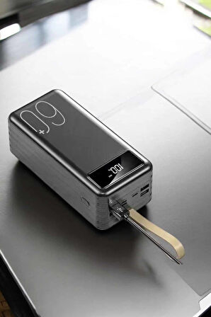 60.000 Mah Dijital Göstergeli 4 Portlu Taşınabilir