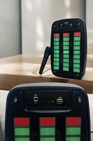 Kablosuz Bluetooth Hoparlör Taşınabilir 6.5 Inç Led Işık Kareoke