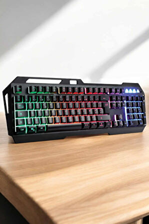 Q Klavye Rgb Işıklı Klavye Ve Mouse Seti Kablolu Mouse Hediyeliş