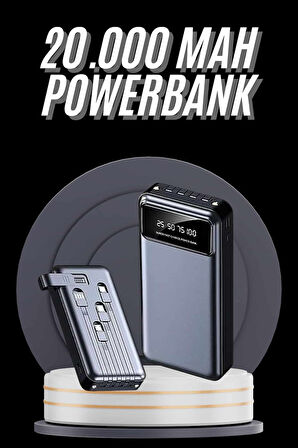 Hızlı Şarj Özellikli 20.000 Mah Dijital Göstergeli Usb Girişli Android Ve İos Uyumlu