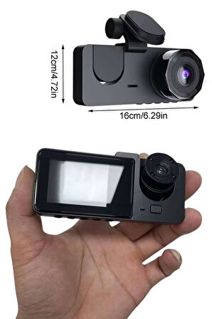 Araç İçi Dikiz Kamerası Sürüş Kaydedici 3 Lensli Dvr Kamera