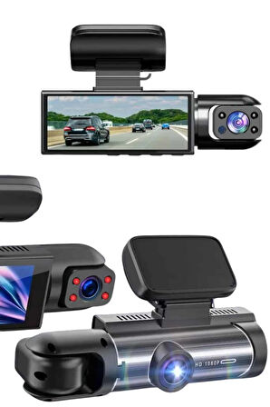 Araç Kamerası Black Box Çift Kameralı Ekranlı Full Hd Sürüş Kamerası