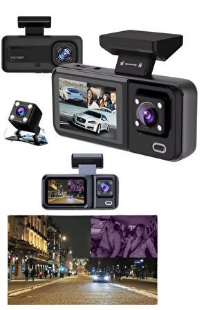Ekranlı Sürüş Kaydedici Dvr Ön Ve Arka Kameralı Full Hd Çözünürlüklü