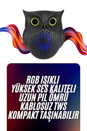 Baykuş Tasarımlı Mini Bluetooth Speaker Yüksek Ses Kaliteli Taşınabilir