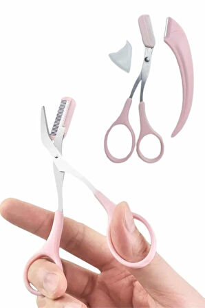 2'Li Kaş Bakım Seti Taraklı Kaş Makası Ve Kaş Usturası Kaş Şekillendirici