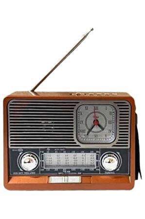 Nostaljik Radyo Aux Usb Sd Kart Girişli Şarjlı Bluetooth Bağlantılı