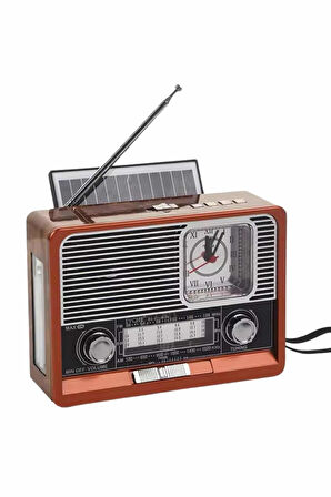 Saatli Fenerli Bluetooth Nostaljik Radyo Aux Sd Usb Girişli Bluetooth Hoparlör