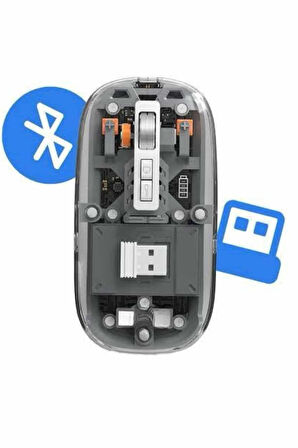 Kablosuz Mouse Fare Şarjlı Bluetooth Wireless Çift Modlu Sessiz