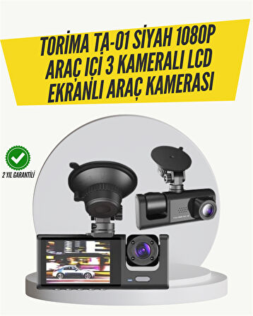 Ta-01 3 Kameralı 1080P Araç Kamerası Siyah