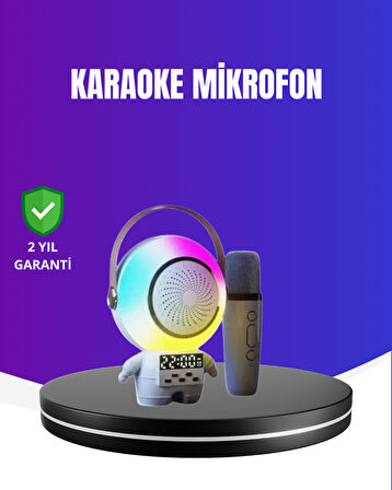 Rgb Işıklı Astronot Bluetooth Hoparlör Karaoke Mikrofonlu