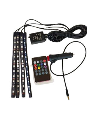 Araç İçi Ayak Altı Led 12 Led Işık Sese Müziğe Duyarlı Rgb Işıklı Aydınlatma Seti