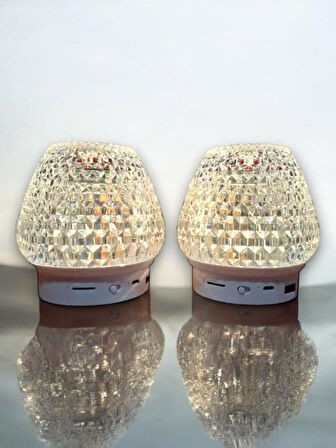 G5 Kristal Şarjlı Masa Lambası - 7 Renk Gece Lambası Ve Bluetooth Hoparlör