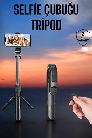 Tripod Kablosuz Bluetooth Bağlantılı Selfie Çubuğu 360 Derece Dönebilen