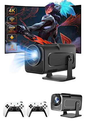 4K Android Wi-Fi Çift Kollu Projeksiyon Game Box Kumandalı Taşınabilir