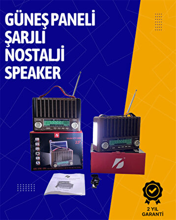 Ktf-1428 Solar Enerjiyle Şarj Olabilen Bluetooth Nostalji Hoparlör – Taşınabilir, Güçlü Ses, Mp3 Oku