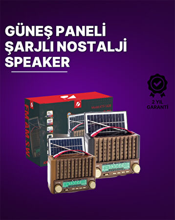 Ktf-1428 Güneş Paneli Şarjlı Nostaljik Bluetooth Hoparlör – Fm/Am/Sw Radyo, Usb/Sd Desteği, Taşınabi