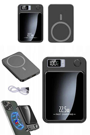 10.000 Mah 22.5 Watt Hızlı Şarj Göstergeli Kablosuz Taşınabilir Şarj