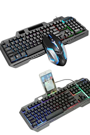Rgb Işıklı Klavye Q Klavye Mouse Hediyeli