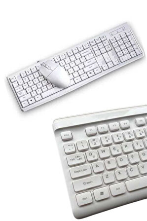 Kablosuz Klavye Mouse Seti Beyaz Q Klavye Tüm Cihazlara Uyumlu