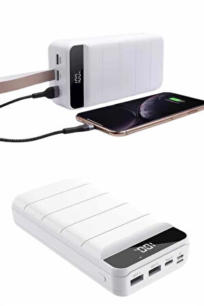 50.000 Mah Dijital Göstergeli Taşınabilir 4 Portlu Hızlı
