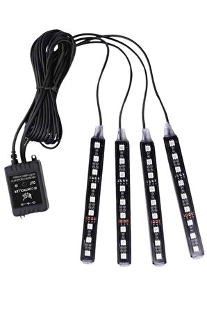 Araç Içi Aydınlatma Kumandalı 12 Led Ayak Altı Led Ambiyans Işığı Sese Duyarlı Kumandalı