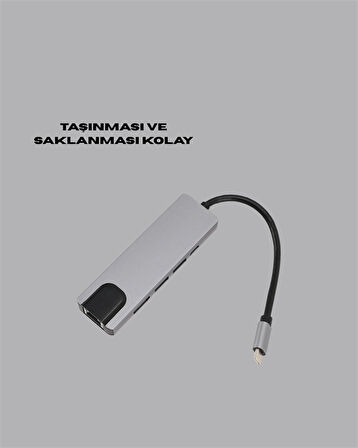 Usb‑C Çoklu Bağlantı Merkezi – 5 Gbps, 100‑240 V, Sağlam Eloksal Tasarım