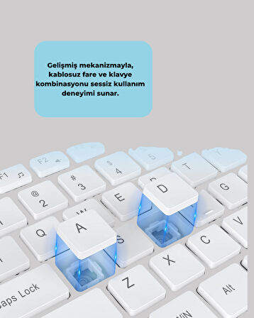 Ergonomik Kablosuz Klavye Mouse Takımı - Tam Boy, Sessiz Ve Güvenilir