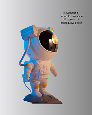 Astronot Şekilli Projeksiyon Lambası Nebula Efektli Dekoratif Lamba