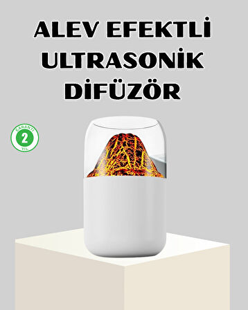 Ultrasonik Alev Efektli Aromaterapi Difüzörü Usb Şarjlı Ve Otomatik Kapanma Özellikli