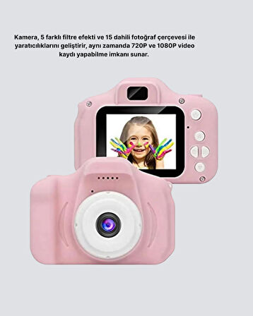 Çocuklar İçin Mini Fotoğraf Makinesi 8Mp 1080P Video Ve Darbeye Dayanıklı