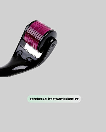 Evde Güvenli Kullanım İçin Titanyum Derma Roller – Siyah Saplı