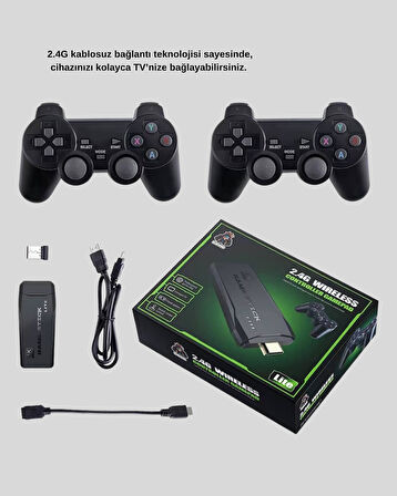 Taşınabilir Kablosuz Oyun Konsolu 2.4G Tv Destekli Kompakt Gövde