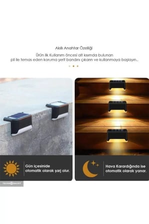 Waterproof Solar Merdiven Lambası 4 Adet