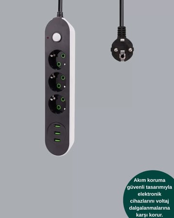 3 Usb Portlu Üçlü Priz Cxe103
