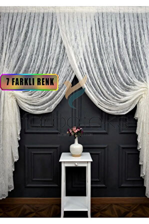 Beyaz Kruvaze Perde Modelleri Yanki Tül Tiyatro Perdesi Camkırık Model