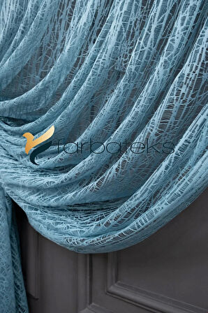 Turkuaz Yeşil Mint Kruvaze Perde Modelleri Yanki Tül Tiyatro Perdesi Camkırık Model